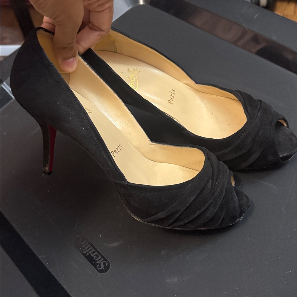 Christian Louboutin Black Peep Toe Pumps